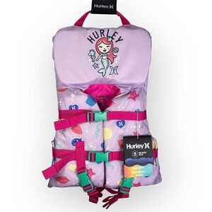 Hurley Infant Swim Vest Pink & Purple Mermaid Seashell Print 30lb Max Weight
